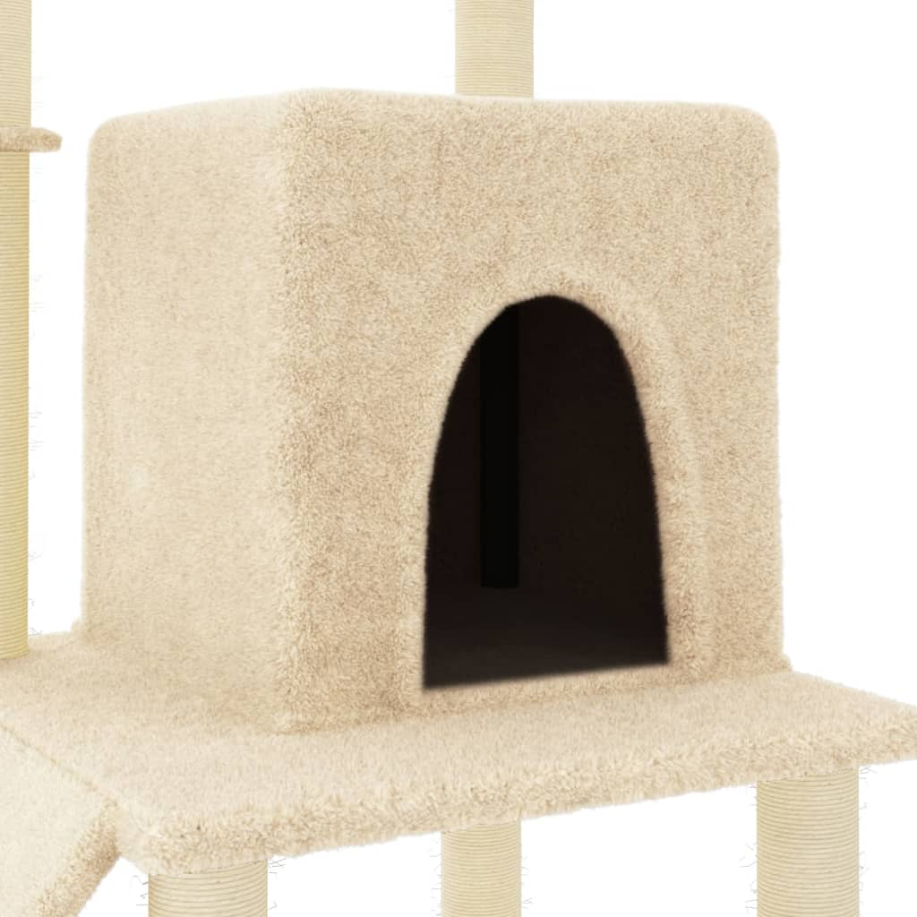 Glamorous Pups : vidaXL Cat Tree Cream Engineered wood, plush, sisal Medium