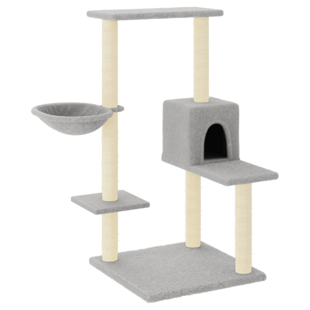 Glamorous Pups : vidaXL Cat Tree Light grey Engineered wood, plush, sisal 37.4 in tall