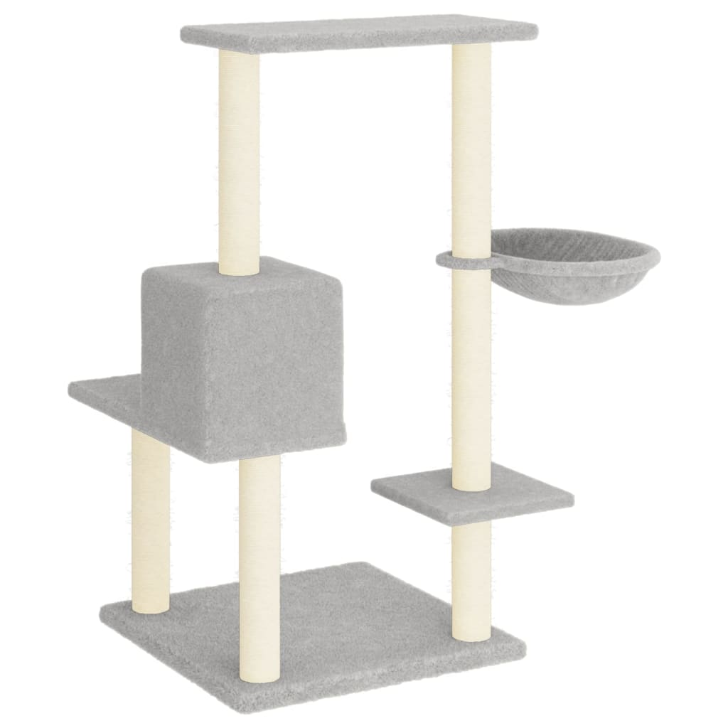 Glamorous Pups : vidaXL Cat Tree Light grey Engineered wood, plush, sisal 37.4 in tall