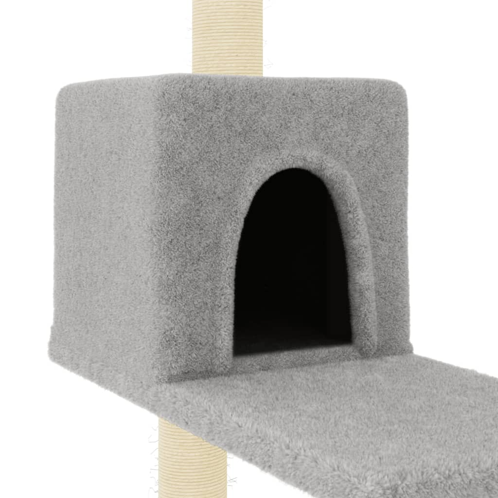 Glamorous Pups : vidaXL Cat Tree Light grey Engineered wood, plush, sisal 37.4 in tall