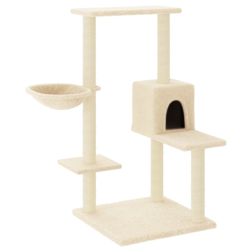 Glamorous Pups : vidaXL Cat Tree Cream Engineered wood, plush, sisal Medium Cat Tree