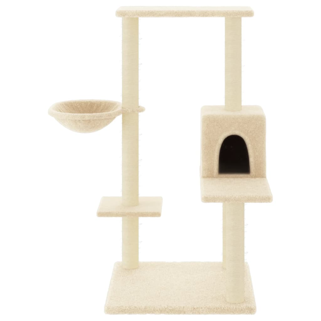 Glamorous Pups : vidaXL Cat Tree Cream Engineered wood, plush, sisal Medium Cat Tree