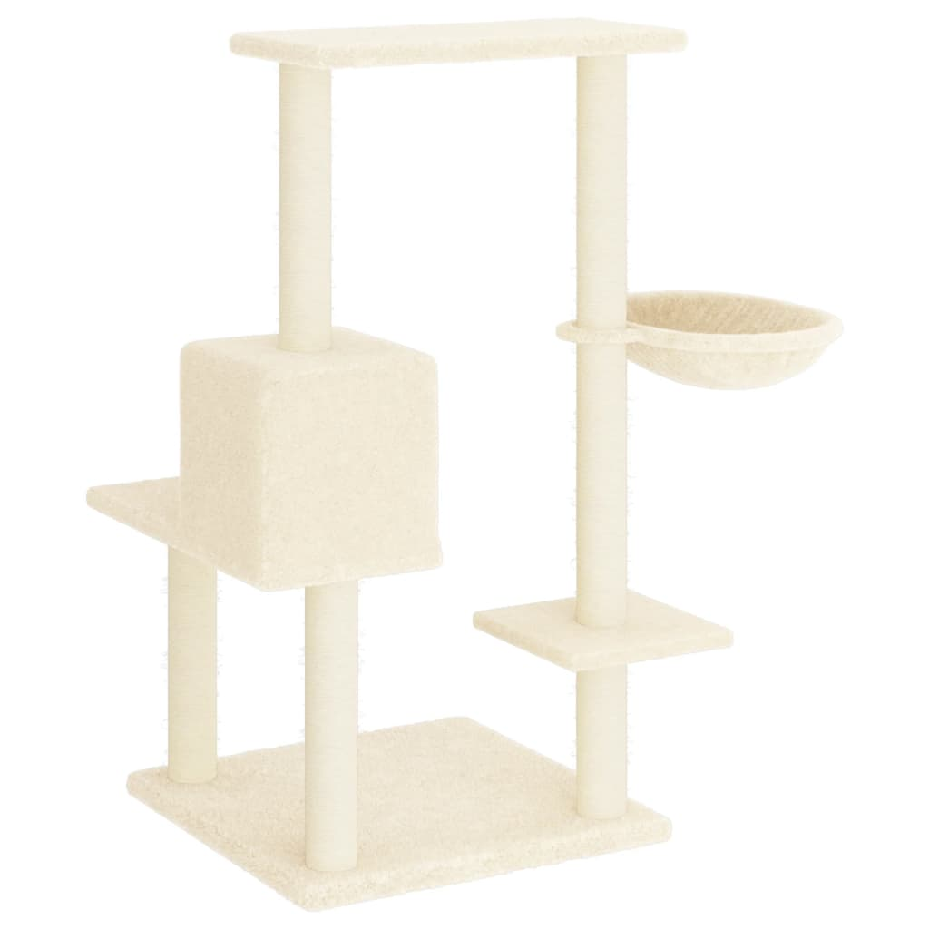 Glamorous Pups : vidaXL Cat Tree Cream Engineered wood, plush, sisal Medium Cat Tree