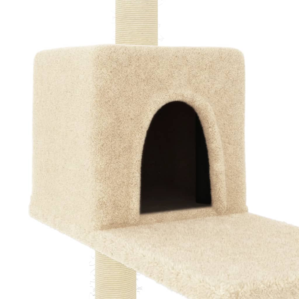 Glamorous Pups : vidaXL Cat Tree Cream Engineered wood, plush, sisal Medium Cat Tree