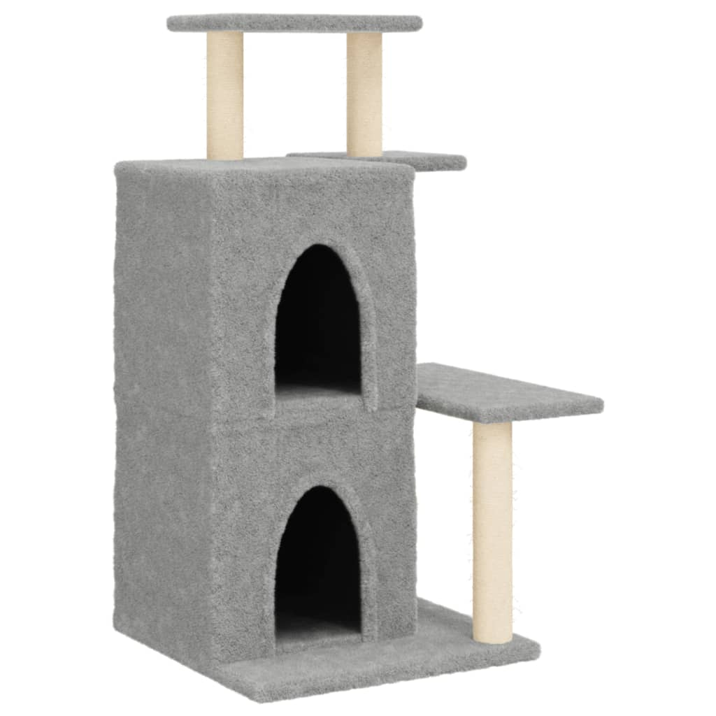 Glamorous Pups : vidaXL Cat Tree Light Grey Engineered Wood, Plush, Sisal Cat Tree