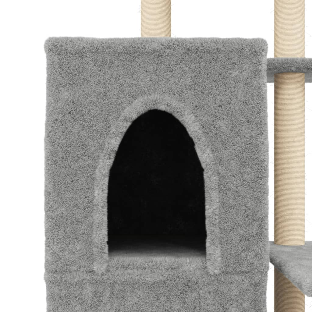 Glamorous Pups : vidaXL Cat Tree Light Grey Engineered Wood, Plush, Sisal Cat Tree