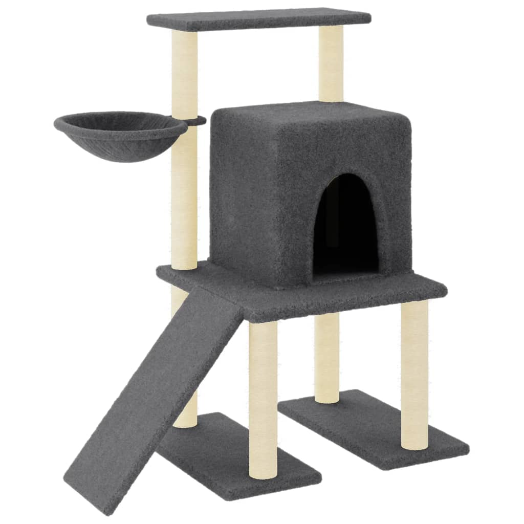 Glamorous Pups : vidaXL Cat Tree Dark Grey Engineered wood, plush, sisal Large