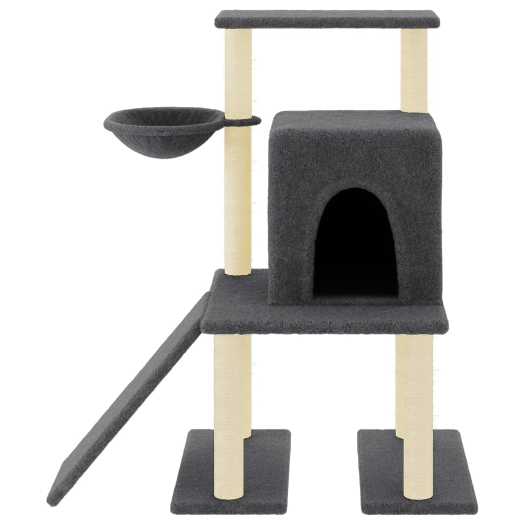 Glamorous Pups : vidaXL Cat Tree Dark Grey Engineered wood, plush, sisal Large