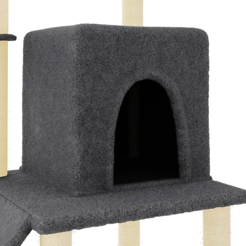 Glamorous Pups : vidaXL Cat Tree Dark Grey Engineered wood, plush, sisal Large
