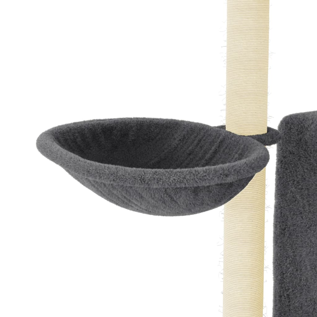 Glamorous Pups : vidaXL Cat Tree Dark Grey Engineered wood, plush, sisal Large