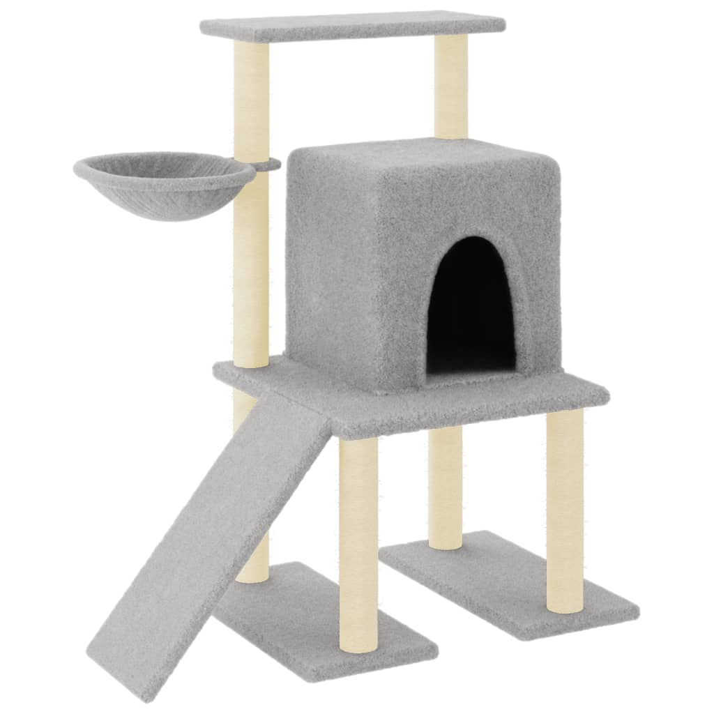 Glamorous Pups : vidaXL Cat Tree Light Grey Engineered Wood, Plush, Sisal Medium Durable