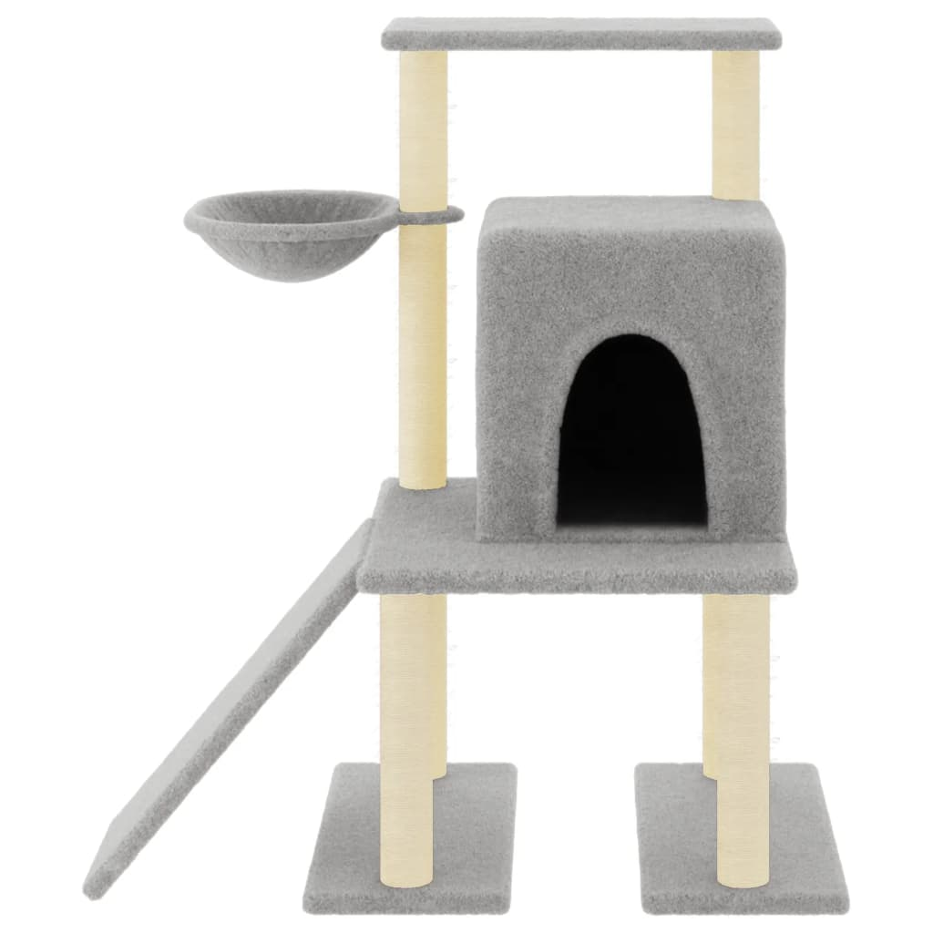 Glamorous Pups : vidaXL Cat Tree Light Grey Engineered Wood, Plush, Sisal Medium Durable