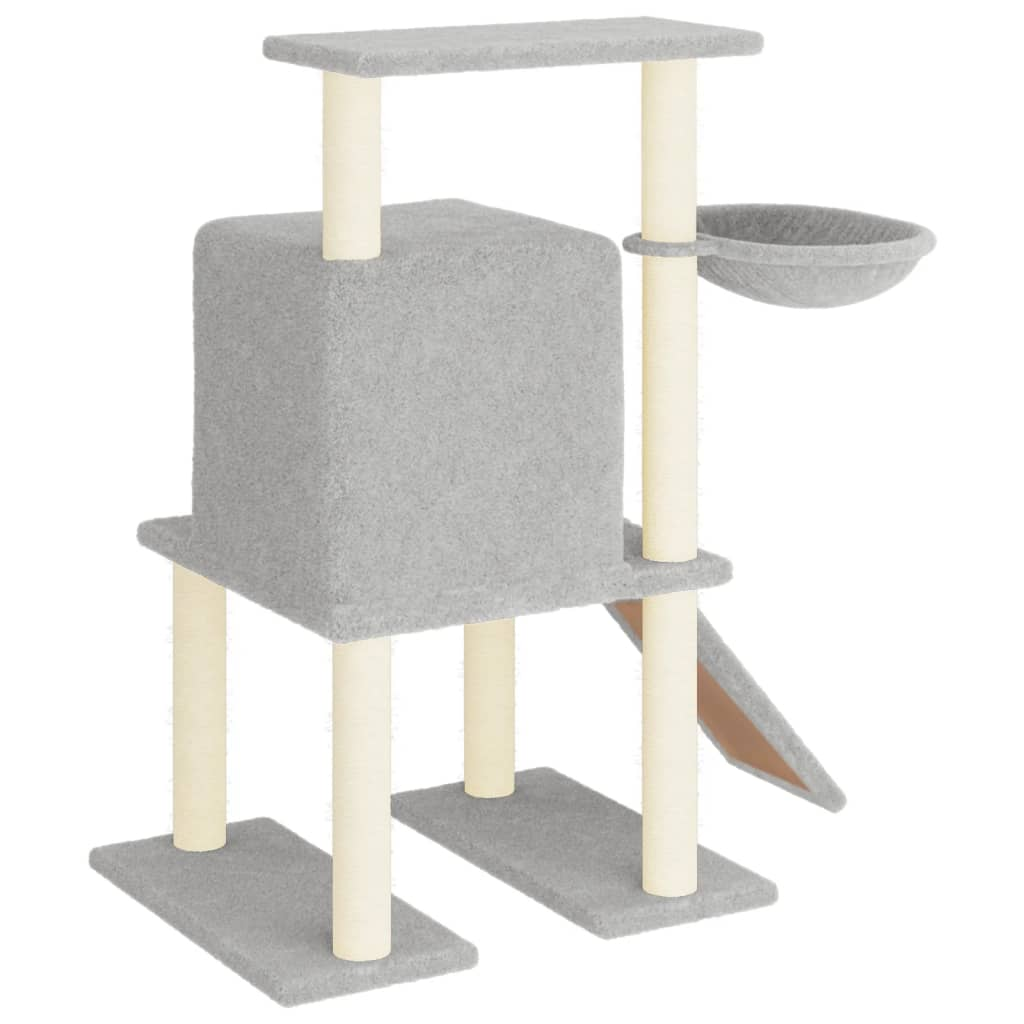 Glamorous Pups : vidaXL Cat Tree Light Grey Engineered Wood, Plush, Sisal Medium Durable