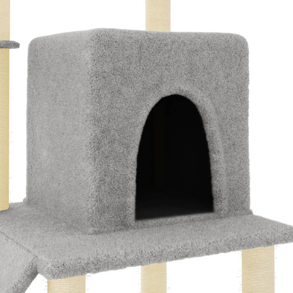 Glamorous Pups : vidaXL Cat Tree Light Grey Engineered Wood, Plush, Sisal Medium Durable