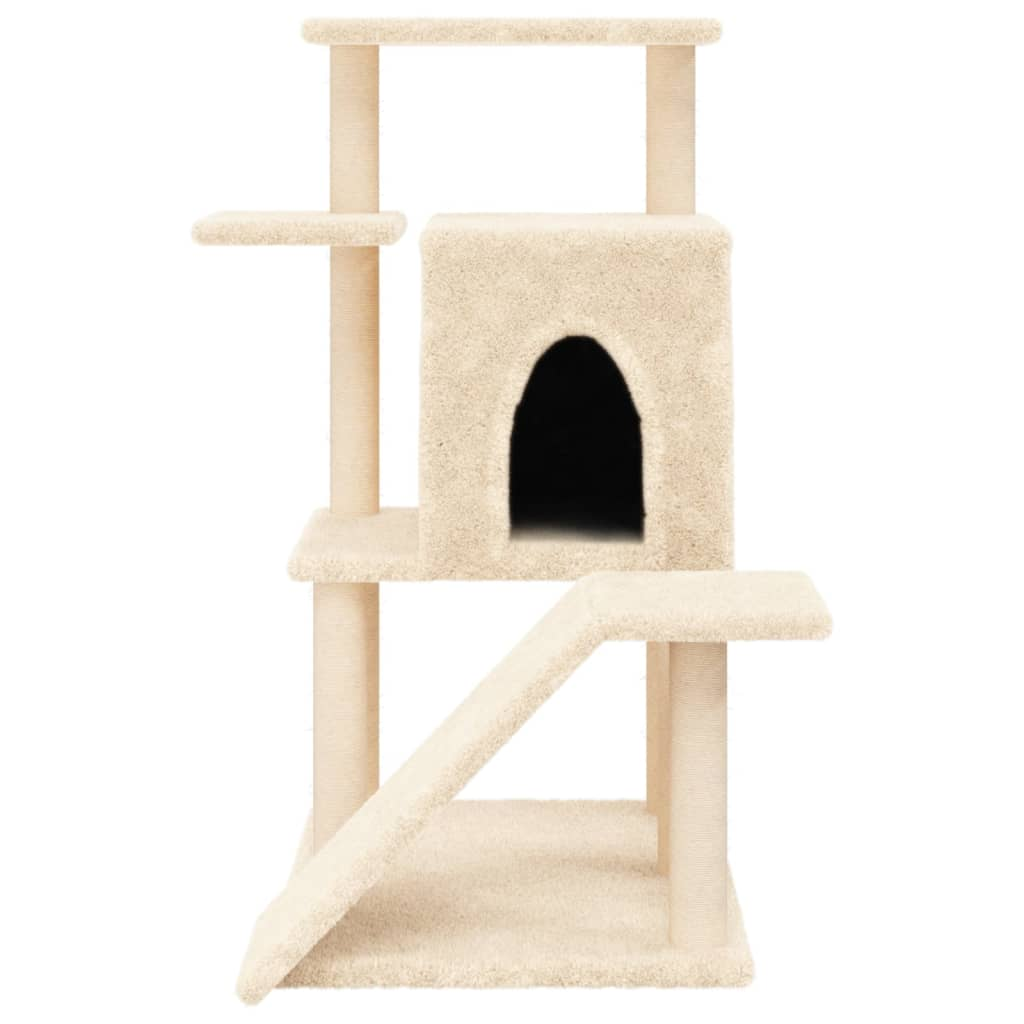 Glamorous Pups : vidaXL Cat Tree Cream Engineered wood, plush, sisal 38.2 in tall Durable