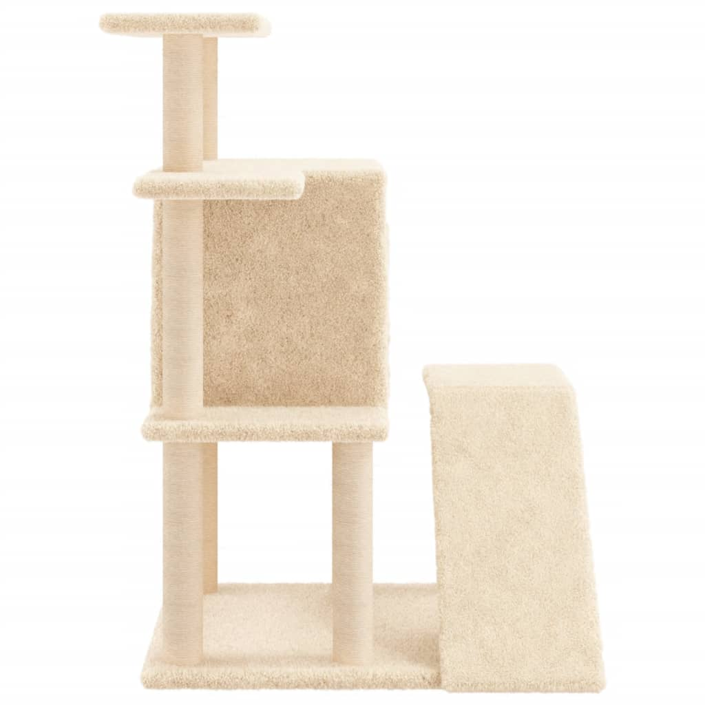 Glamorous Pups : vidaXL Cat Tree Cream Engineered wood, plush, sisal 38.2 in tall Durable