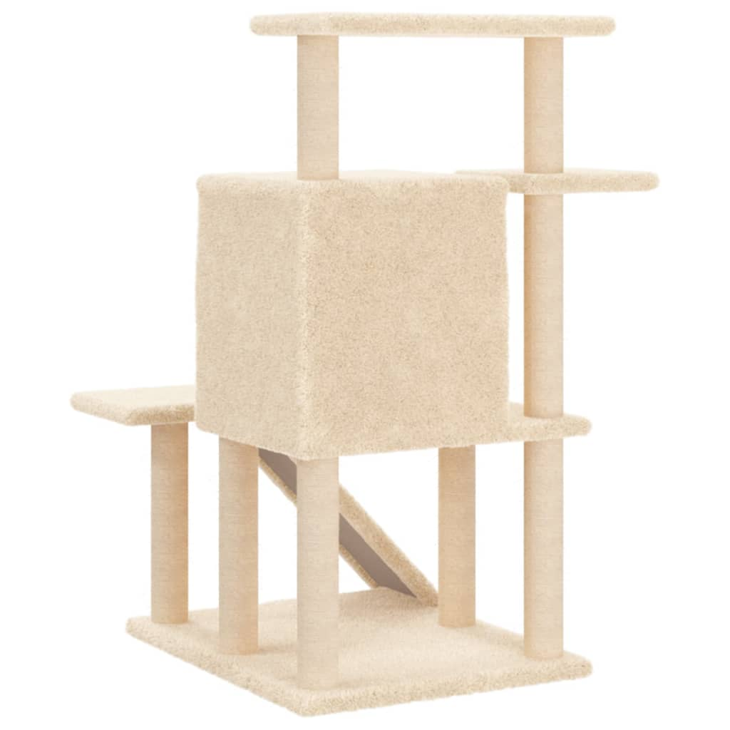 Glamorous Pups : vidaXL Cat Tree Cream Engineered wood, plush, sisal 38.2 in tall Durable