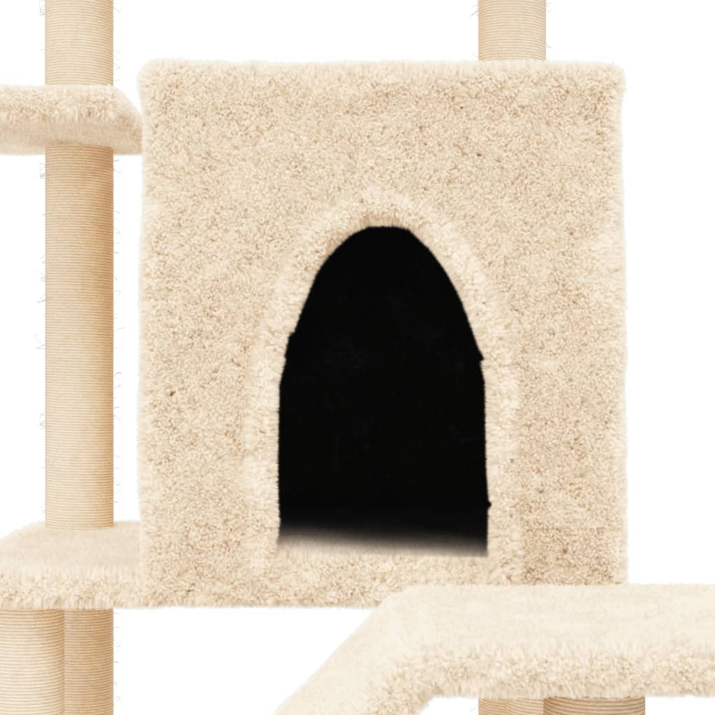 Glamorous Pups : vidaXL Cat Tree Cream Engineered wood, plush, sisal 38.2 in tall Durable