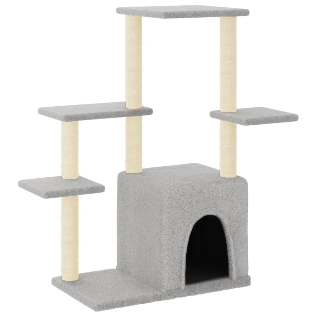 Glamorous Pups : vidaXL Cat Tree Light grey Engineered wood, plush, sisal 38.4 in tall