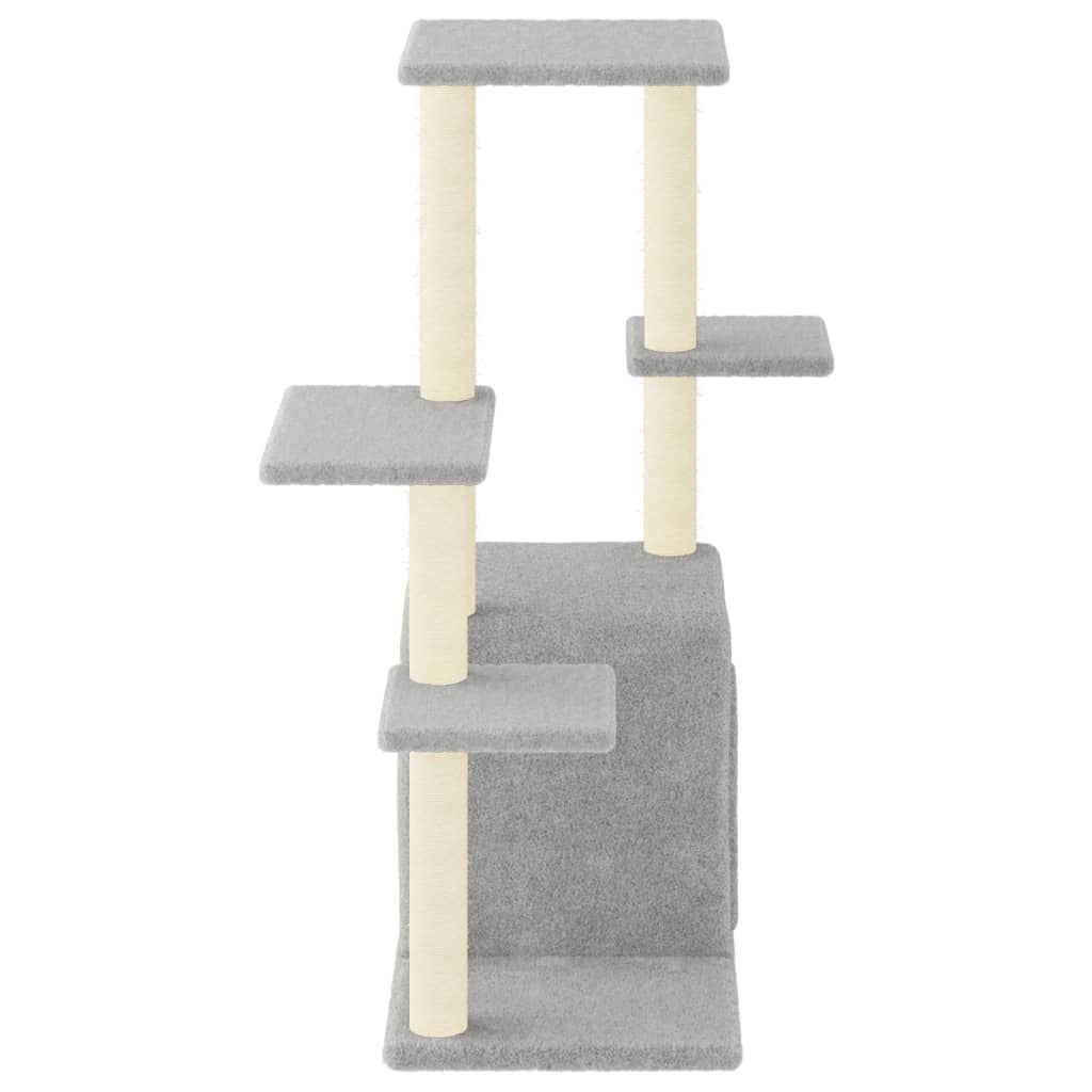 Glamorous Pups : vidaXL Cat Tree Light grey Engineered wood, plush, sisal 38.4 in tall