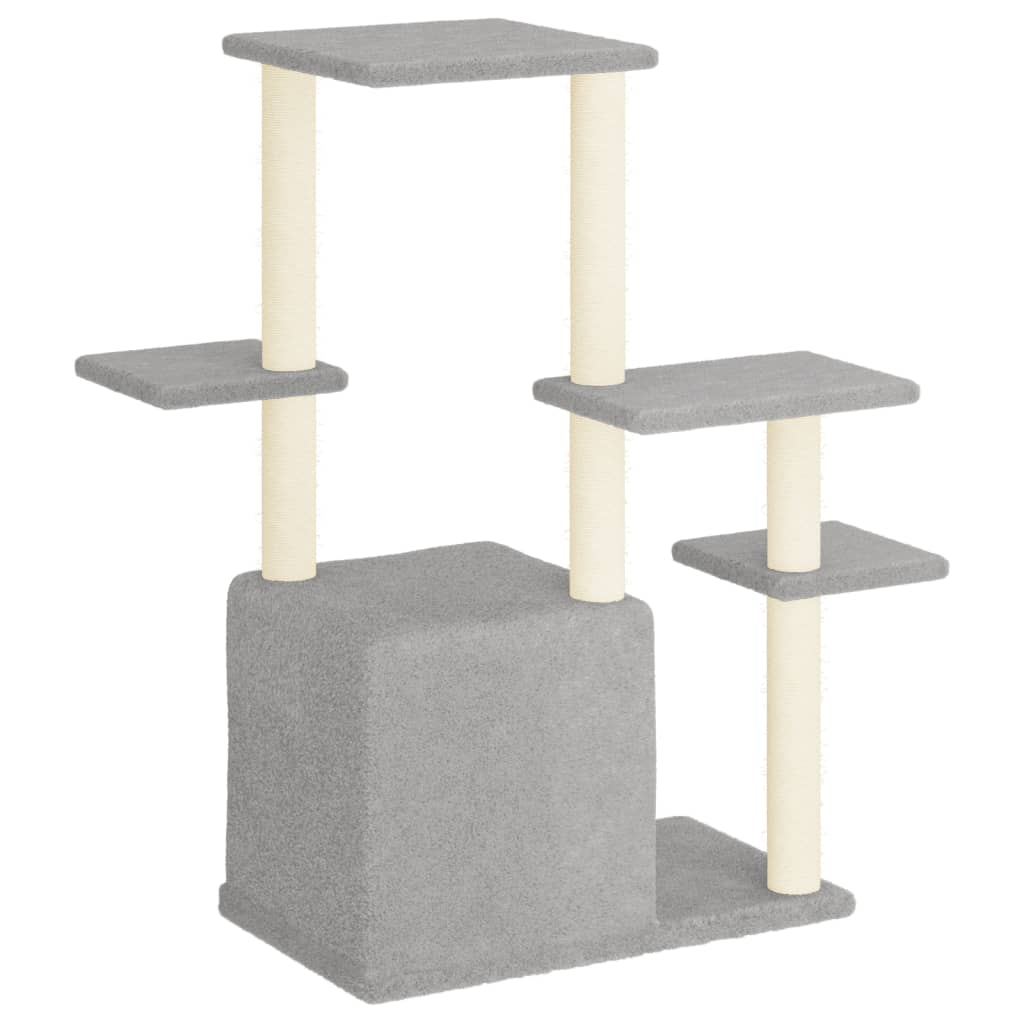 Glamorous Pups : vidaXL Cat Tree Light grey Engineered wood, plush, sisal 38.4 in tall