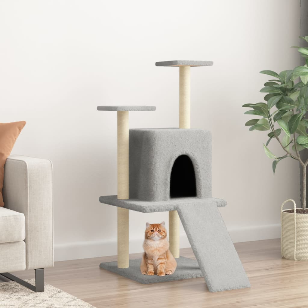 Glamorous Pups : vidaXL Cat Tree Light Grey Engineered Wood Medium Adjustable Armrests