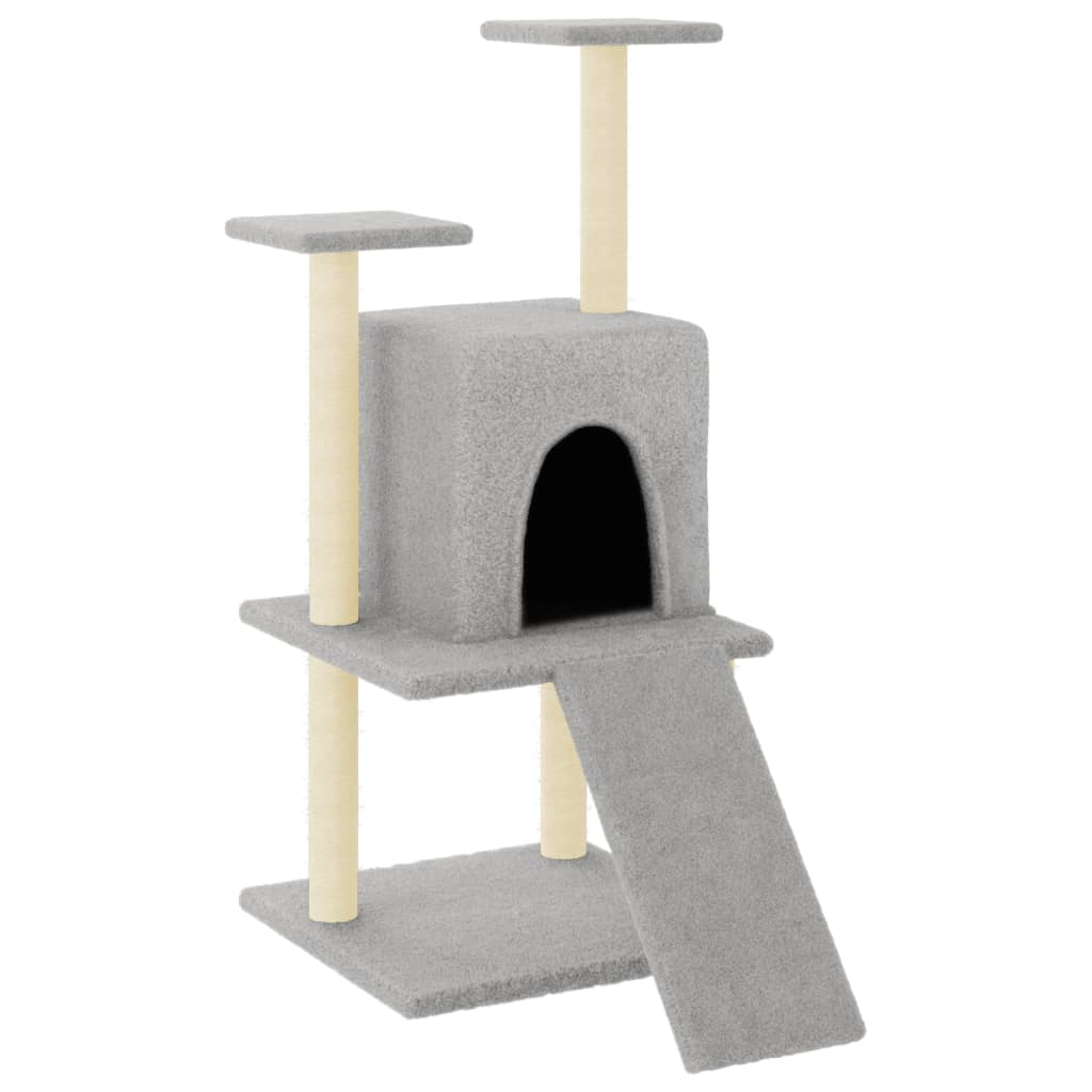 Glamorous Pups : vidaXL Cat Tree Light Grey Engineered Wood Medium Adjustable Armrests