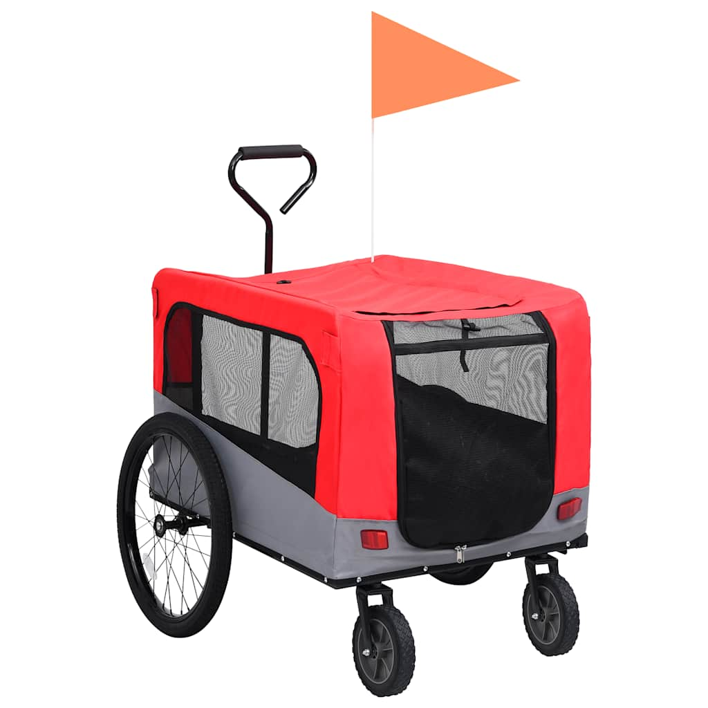 Glamorous Pups : vidaXL Pet Bike Trailer Red and Grey Oxford fabric, steel, metal board