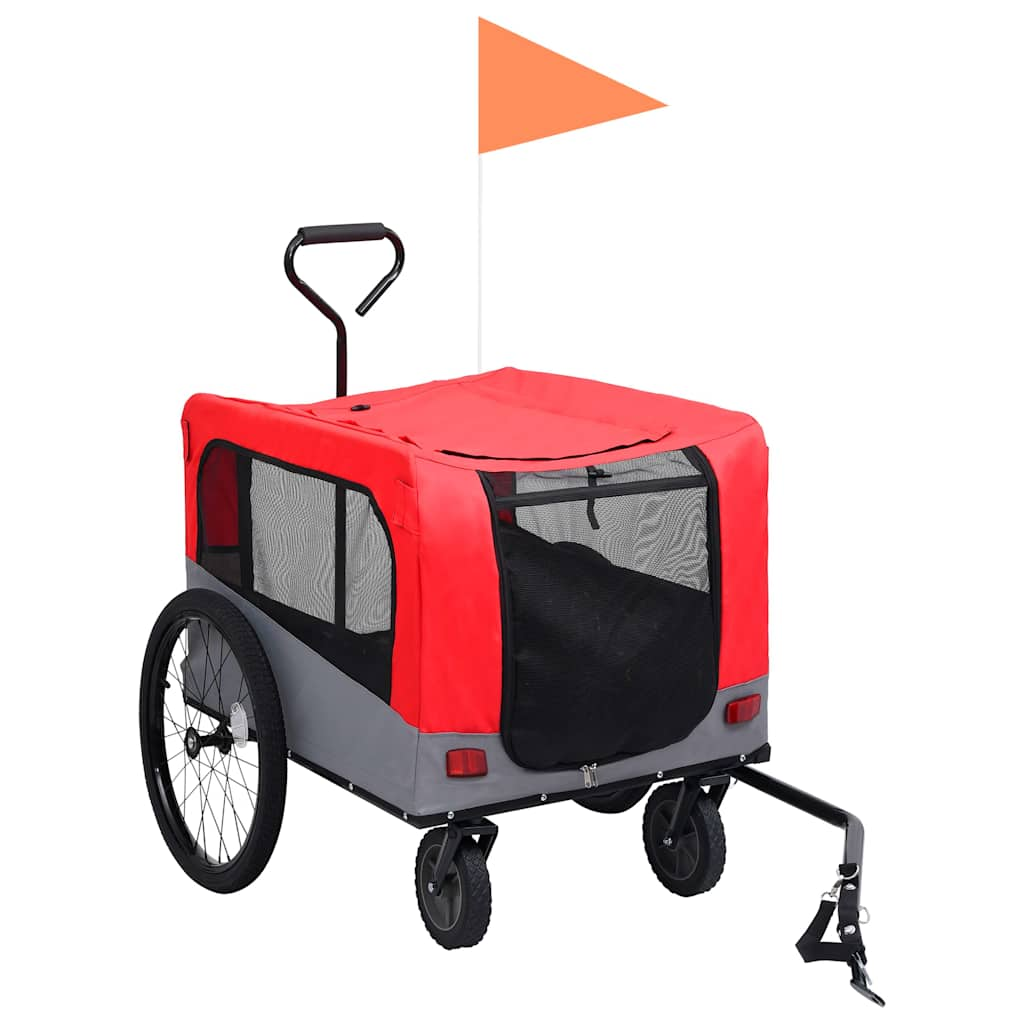 Glamorous Pups : vidaXL Pet Bike Trailer Red and Grey Oxford fabric, steel, metal board