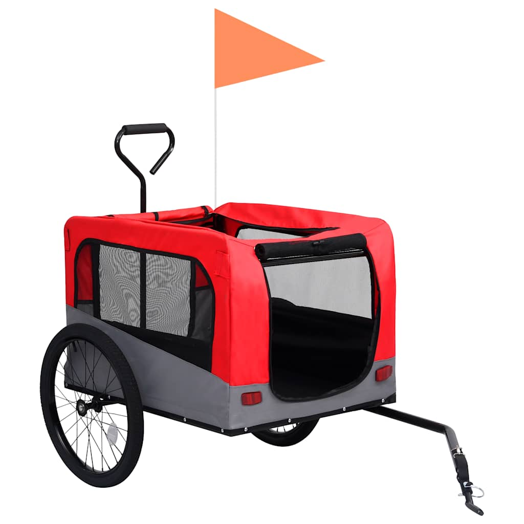 Glamorous Pups : vidaXL Pet Bike Trailer Red and Grey Oxford fabric, steel, metal board