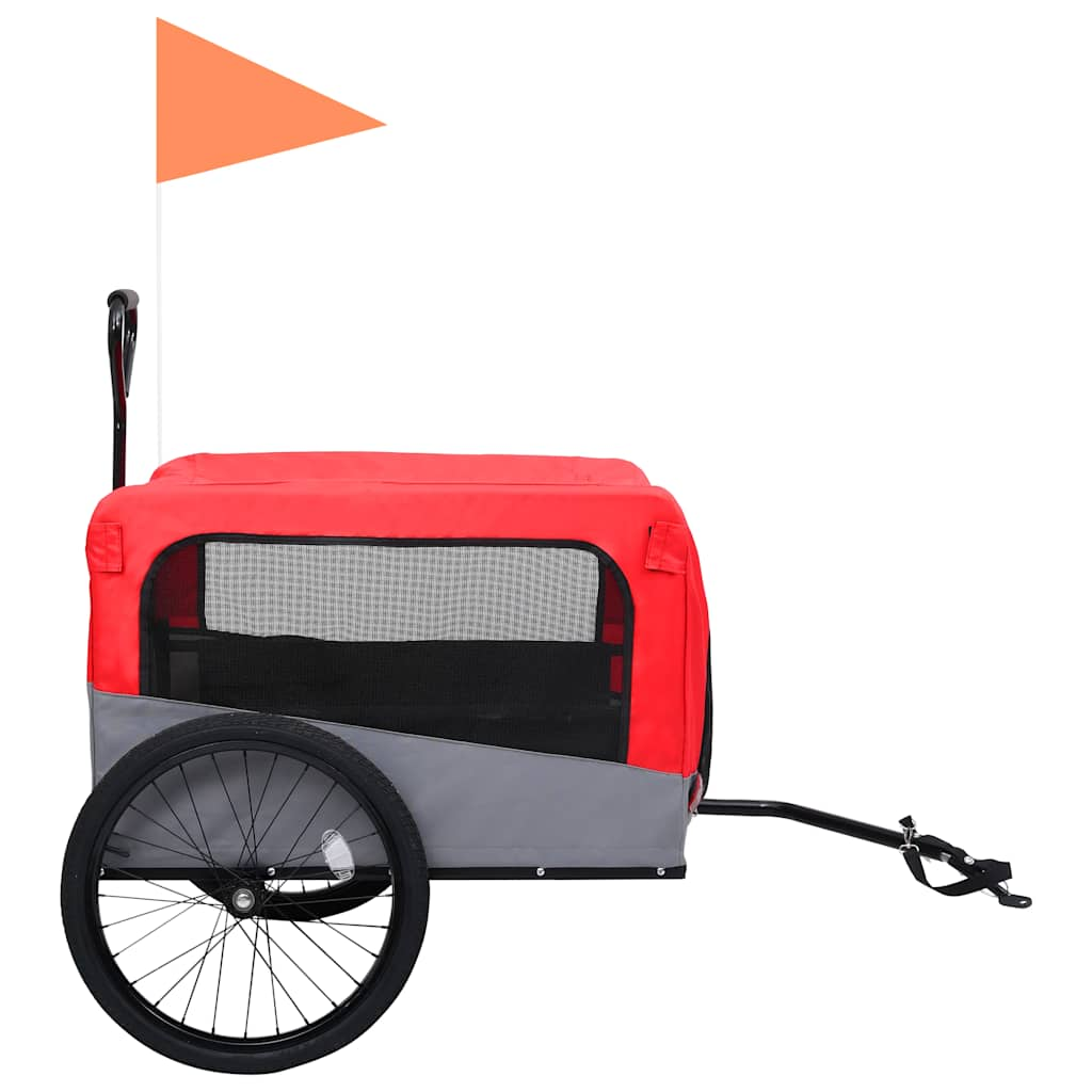 Glamorous Pups : vidaXL Pet Bike Trailer Red and Grey Oxford fabric, steel, metal board