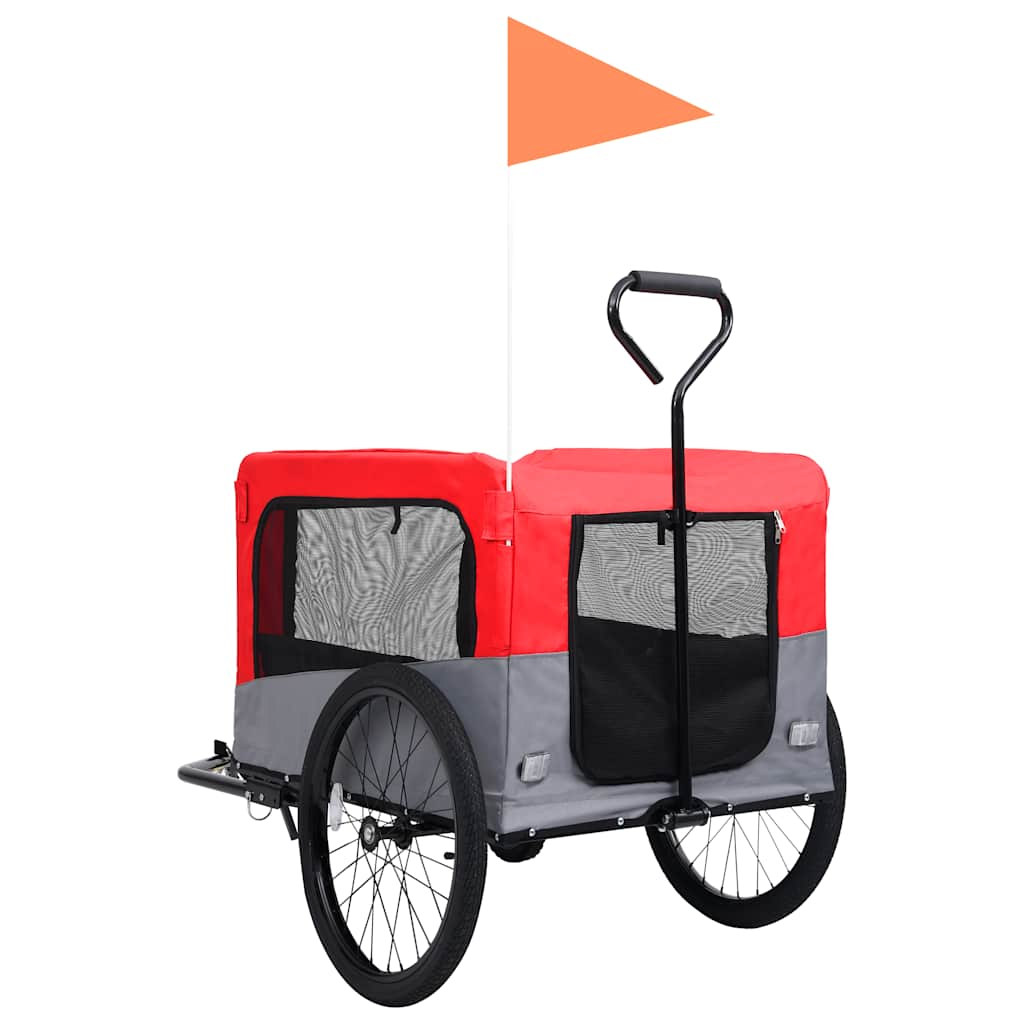 Glamorous Pups : vidaXL Pet Bike Trailer Red and Grey Oxford fabric, steel, metal board