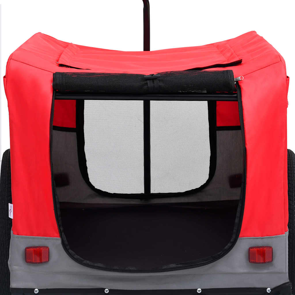 Glamorous Pups : vidaXL Pet Bike Trailer Red and Grey Oxford fabric, steel, metal board