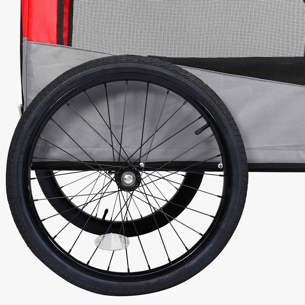 Glamorous Pups : vidaXL Pet Bike Trailer Red and Grey Oxford fabric, steel, metal board