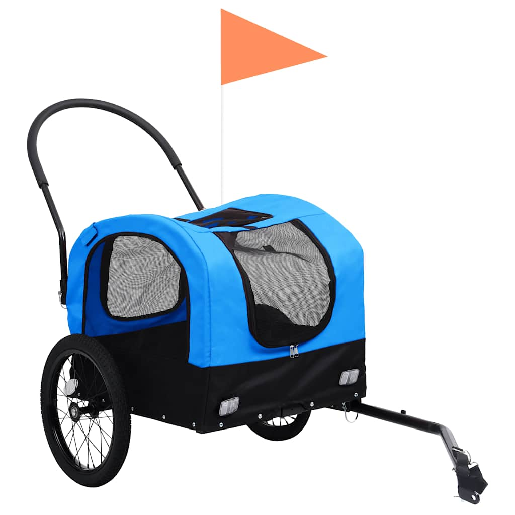 Glamorous Pups : vidaXL Pet Bike Trailer Blue and Black