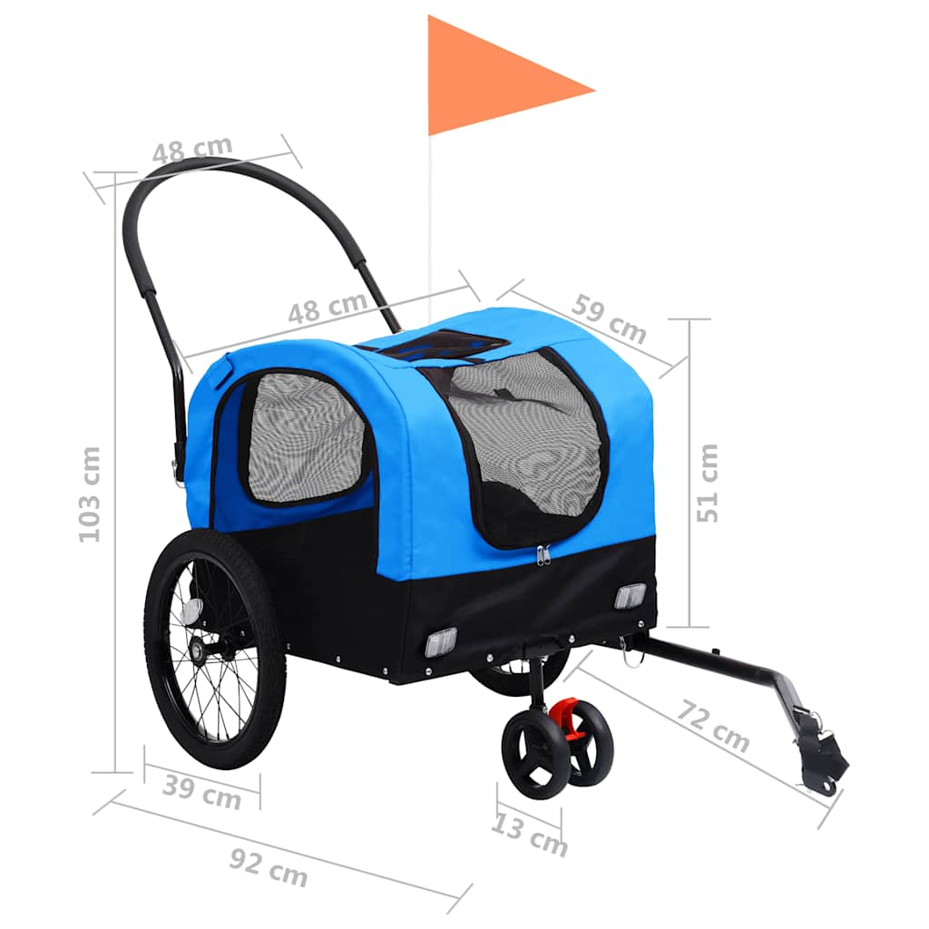 Glamorous Pups : vidaXL Pet Bike Trailer Blue and Black