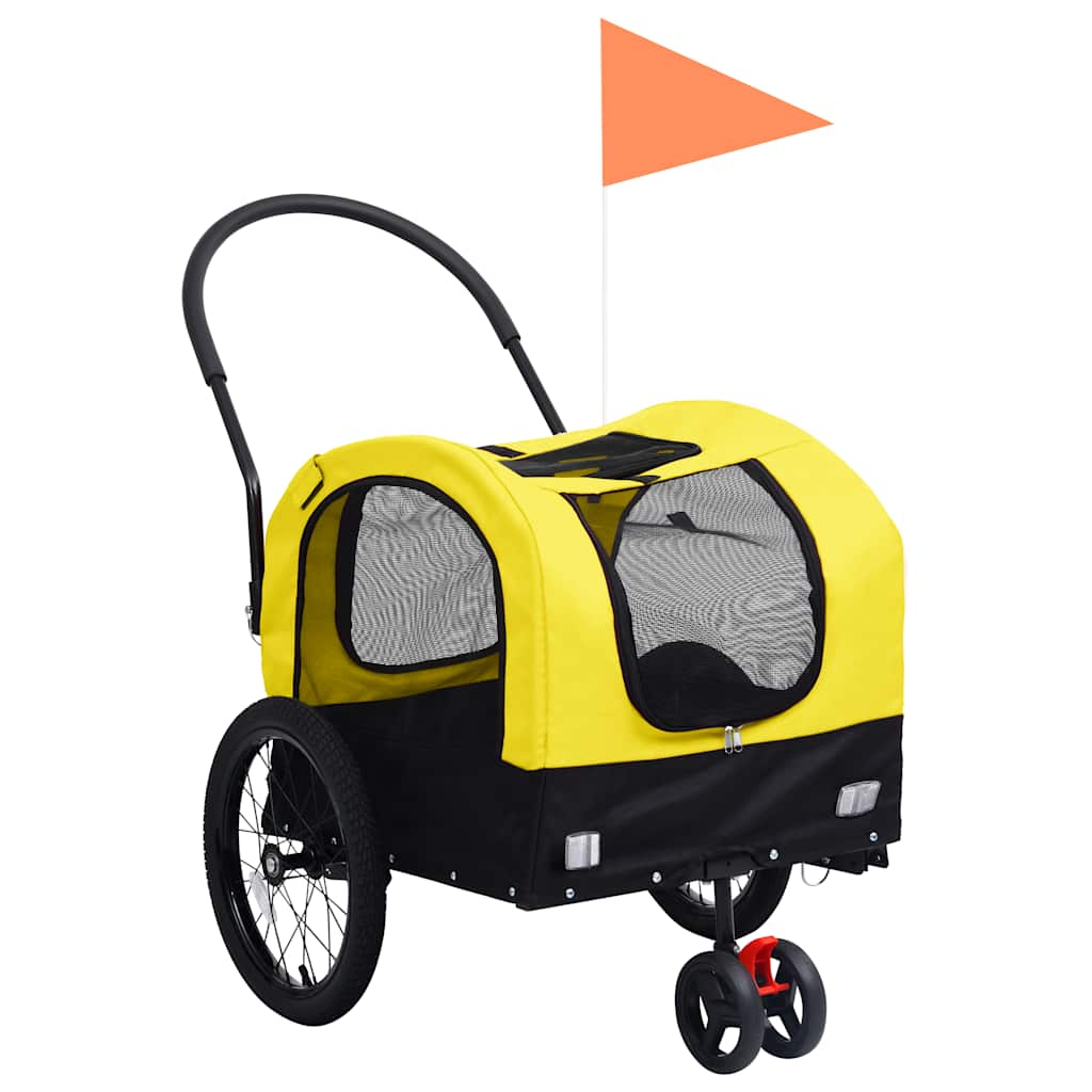 Glamorous Pups : vidaXL Pet Bike Trailer Yellow and Black Oxford fabric, steel, PP board