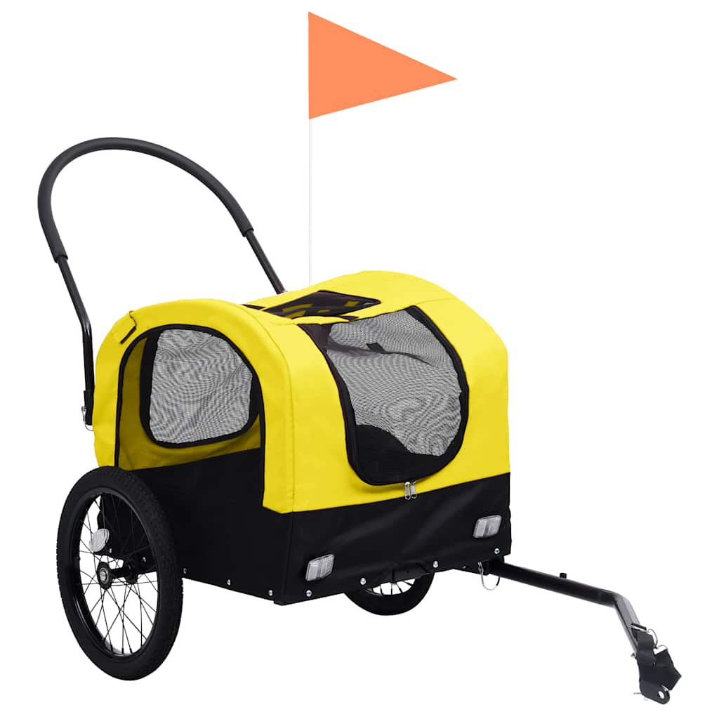 Glamorous Pups : vidaXL Pet Bike Trailer Yellow and Black Oxford fabric, steel, PP board