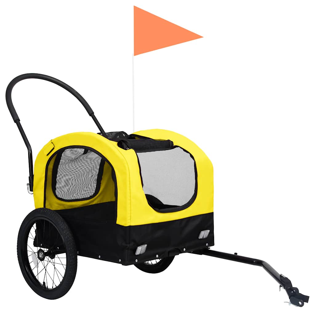 Glamorous Pups : vidaXL Pet Bike Trailer Yellow and Black Oxford fabric, steel, PP board