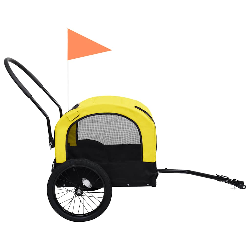 Glamorous Pups : vidaXL Pet Bike Trailer Yellow and Black Oxford fabric, steel, PP board