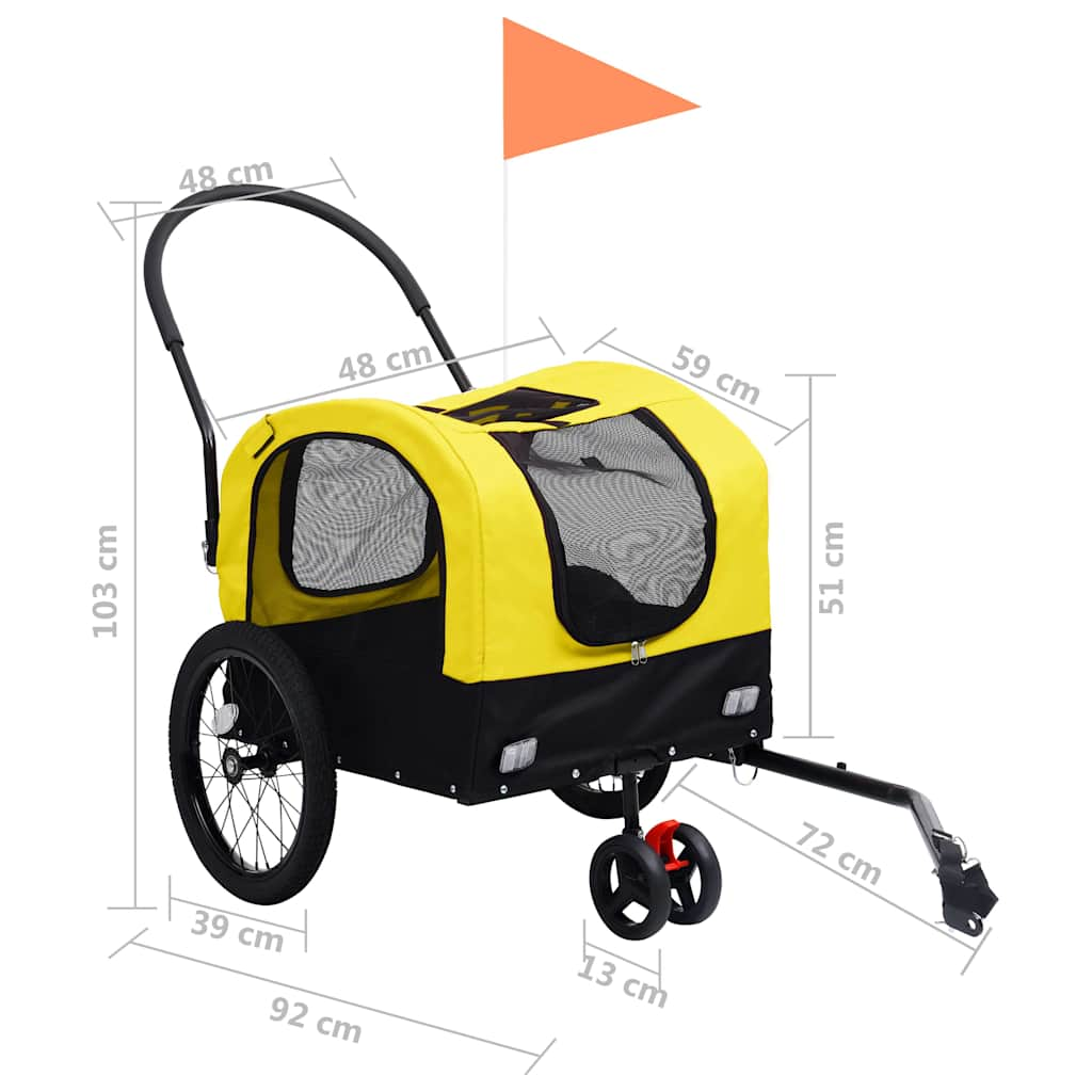 Glamorous Pups : vidaXL Pet Bike Trailer Yellow and Black Oxford fabric, steel, PP board