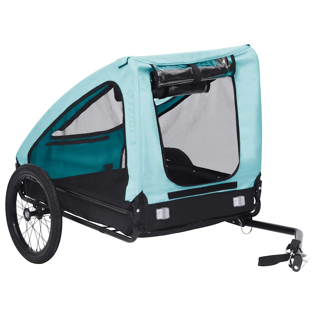 Glamorous Pups : vidaXL Pet Bike Trailer Blue and Black Oxford fabric (100% polyester), Steel