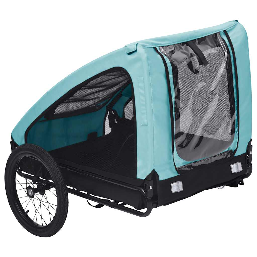 Glamorous Pups : vidaXL Pet Bike Trailer Blue and Black Oxford fabric (100% polyester), Steel