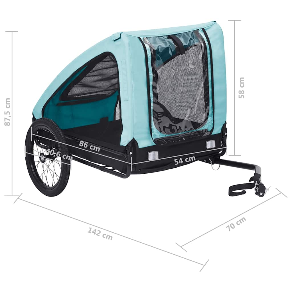 Glamorous Pups : vidaXL Pet Bike Trailer Blue and Black Oxford fabric (100% polyester), Steel