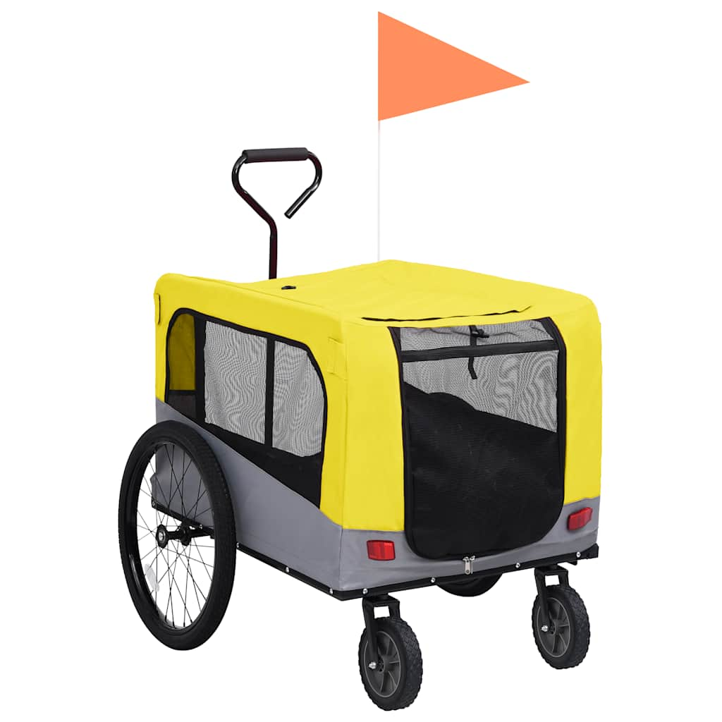 Glamorous Pups : vidaXL Pet Bike Trailer Yellow and grey Oxford fabric 13 Collapsible