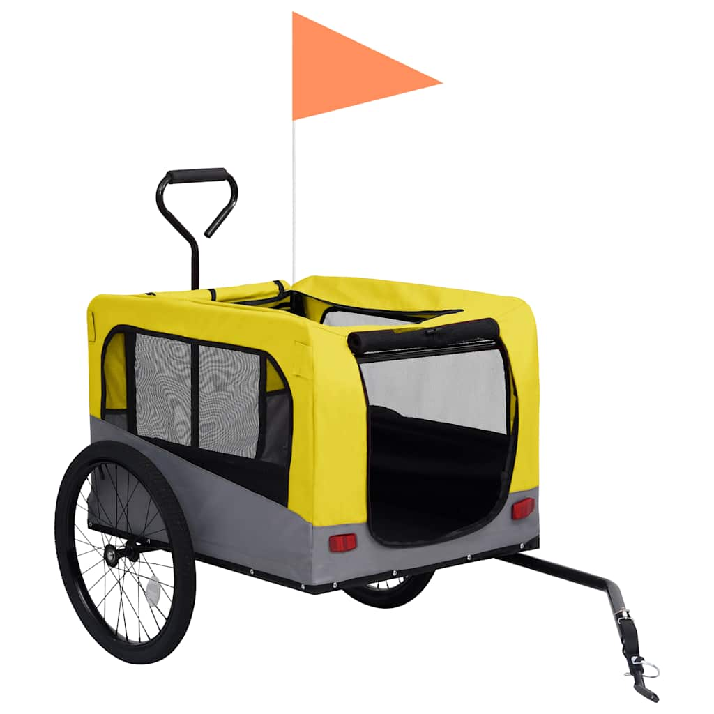 Glamorous Pups : vidaXL Pet Bike Trailer Yellow and grey Oxford fabric 13 Collapsible