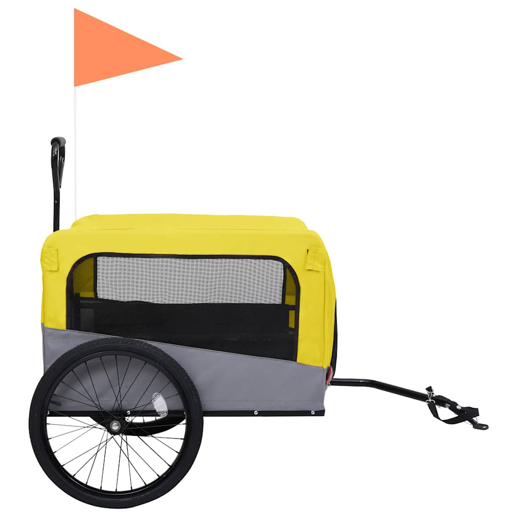 Glamorous Pups : vidaXL Pet Bike Trailer Yellow and grey Oxford fabric 13 Collapsible