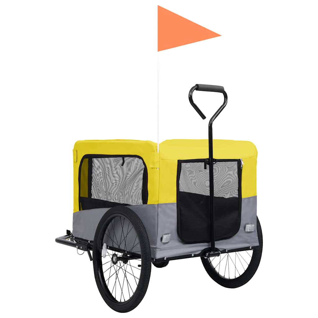 Glamorous Pups : vidaXL Pet Bike Trailer Yellow and grey Oxford fabric 13 Collapsible