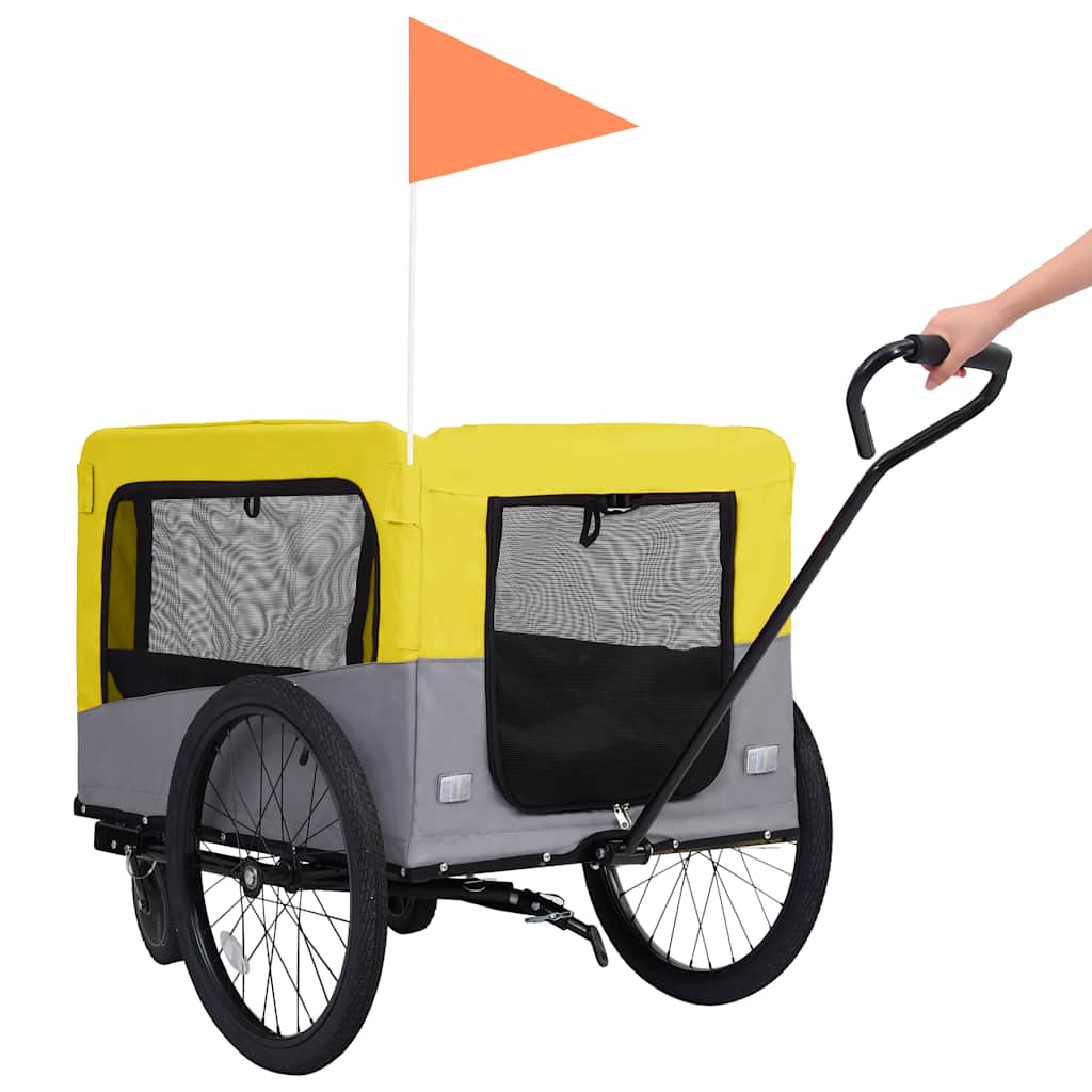 Glamorous Pups : vidaXL Pet Bike Trailer Yellow and grey Oxford fabric 13 Collapsible
