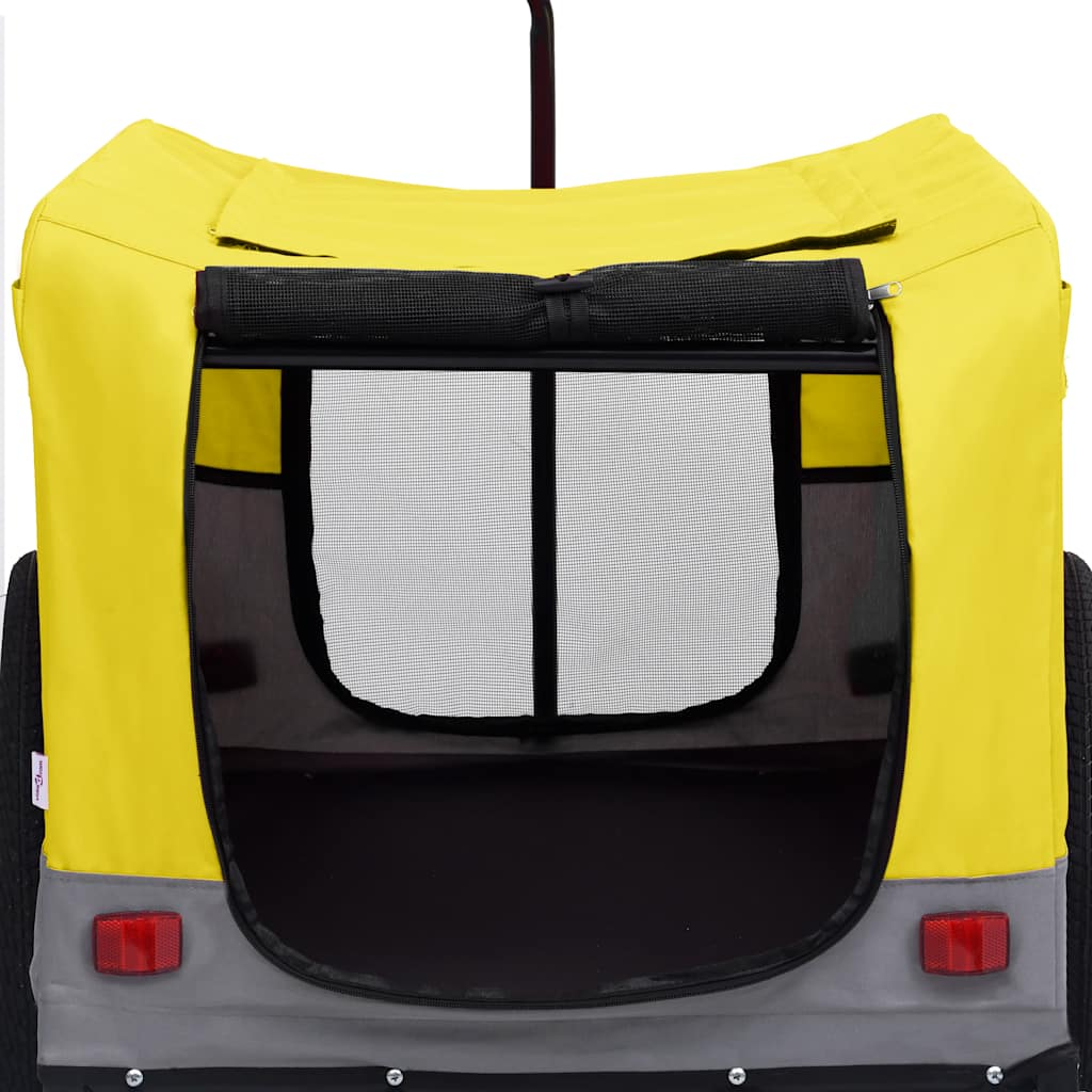 Glamorous Pups : vidaXL Pet Bike Trailer Yellow and grey Oxford fabric 13 Collapsible